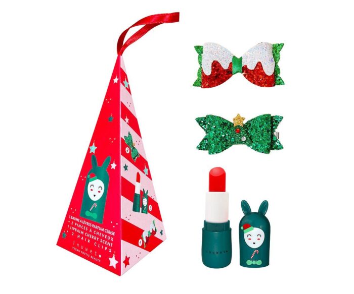 ADORNO DE NAVIDAD CON CONO BUNNY BALSAMO CEREZA Y 2 CLIP DE PELO - INU